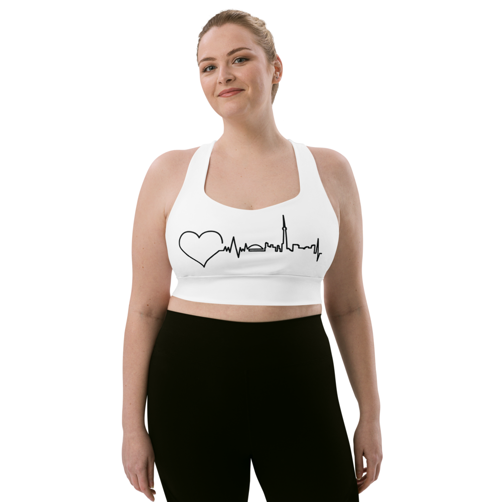 Nursing in the Six - TORONTO SKYLINE - Longline Sports Bra - WHITE