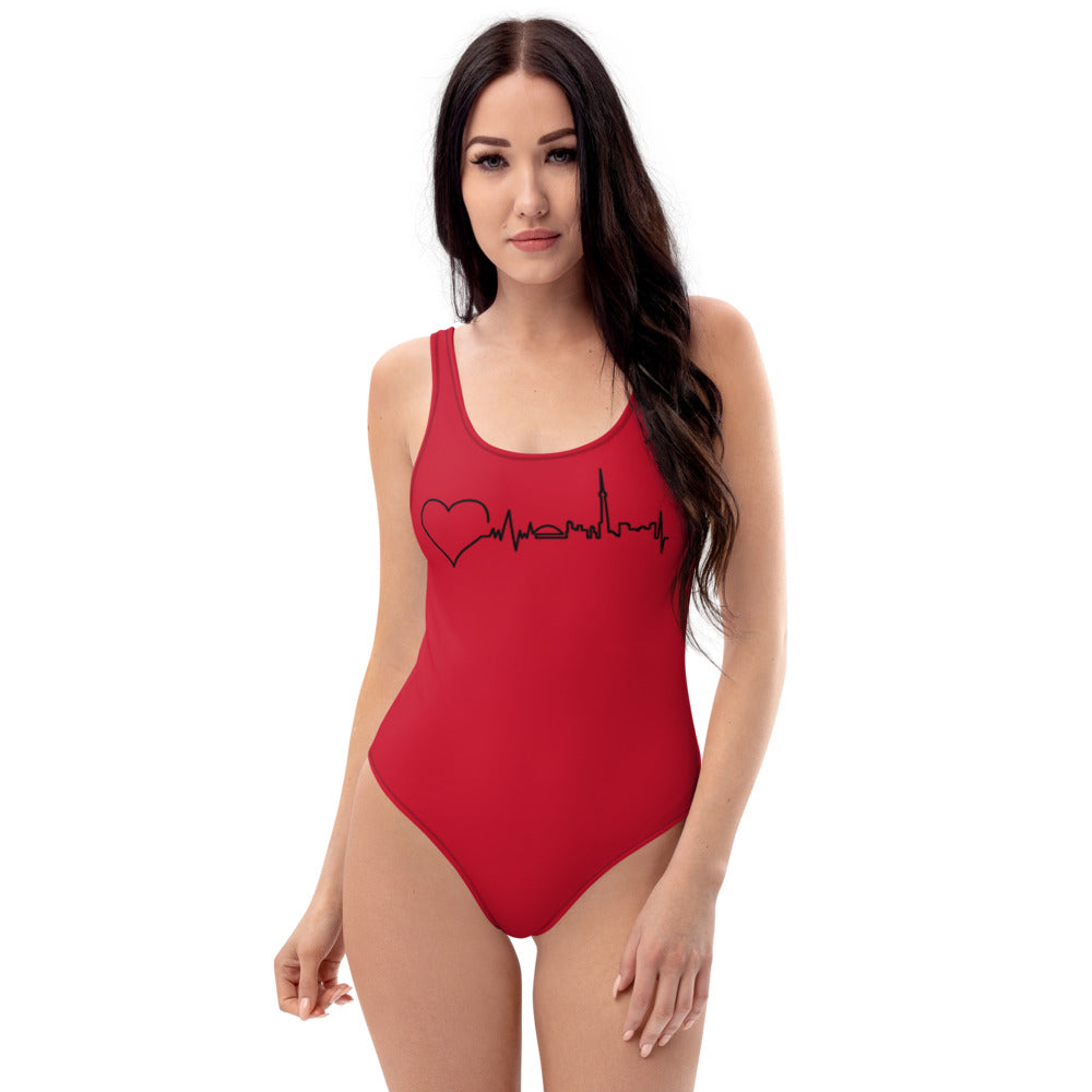 Nursing in the Six - TORONTO SKYLINE - One-Piece Swimsuit - RED