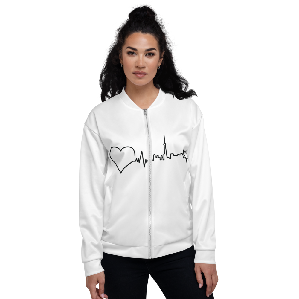 Nursing in the Six - Toronto Skyline - Unisex Bomber Jacket - WHITE