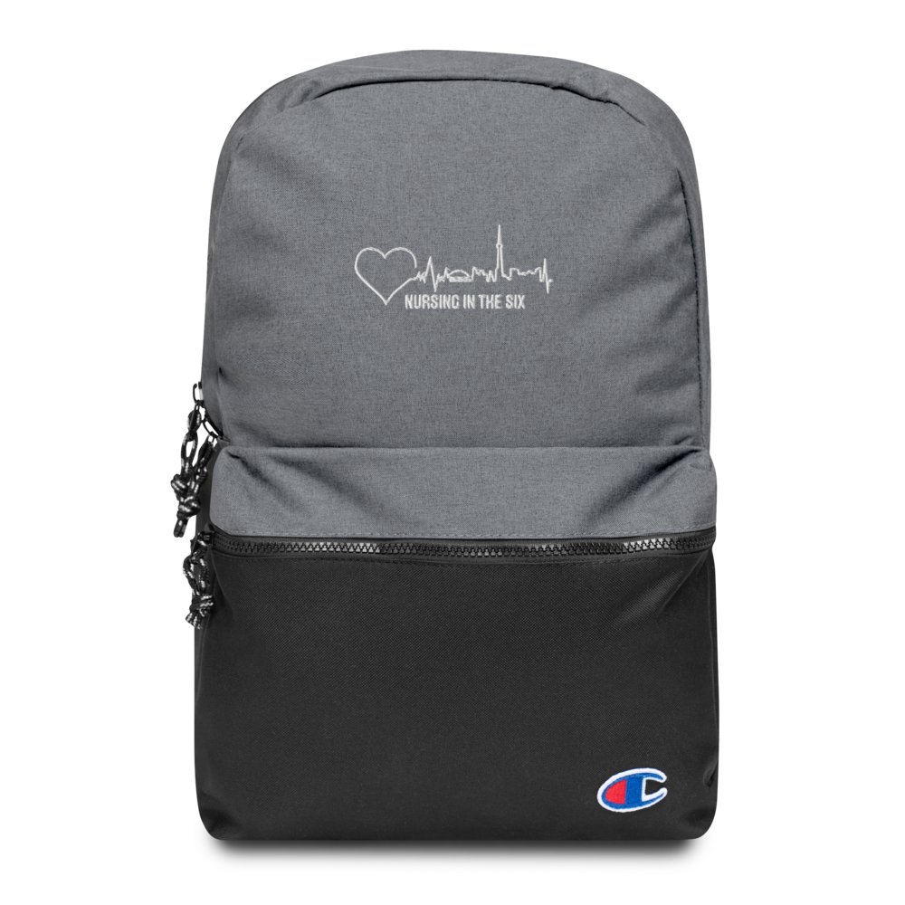 Nursing in the Six - TORONTO SKYLINE / Nursing In The Six - Embroidered - CHAMPION BACKPACK - (AVAILABLE IN 2 COLOURS)