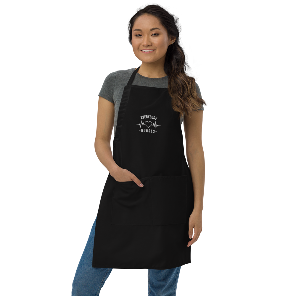 Nursing in the Six - EVERYBODY 'LOVES' NURSES - Embroidered Apron - BLACK