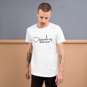 Nursing in the Six - Toronto Skyline w/ Nursing in the Six print - Short-Sleeve Unisex T-Shirt - WHITE