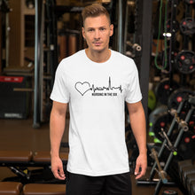 Load image into Gallery viewer, Nursing in the Six - Toronto Skyline w/ Nursing in the Six print - Short-Sleeve Unisex T-Shirt - WHITE
