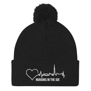Nursing In The Six - Toronto Skyline/Nursing In The Six - 3D Embroidered Pom-Pom Beanie - (AVAILABLE IN 8 COLOURS)