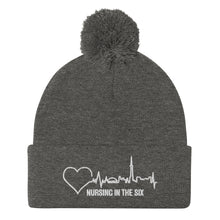 Load image into Gallery viewer, Nursing In The Six - Toronto Skyline/Nursing In The Six - 3D Embroidered Pom-Pom Beanie - (AVAILABLE IN 8 COLOURS)
