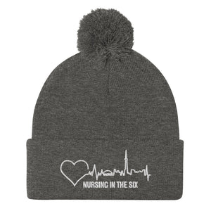 Nursing In The Six - Toronto Skyline/Nursing In The Six - 3D Embroidered Pom-Pom Beanie - (AVAILABLE IN 8 COLOURS)