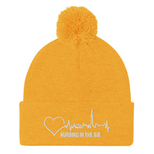 Load image into Gallery viewer, Nursing In The Six - Toronto Skyline/Nursing In The Six - 3D Embroidered Pom-Pom Beanie - (AVAILABLE IN 8 COLOURS)

