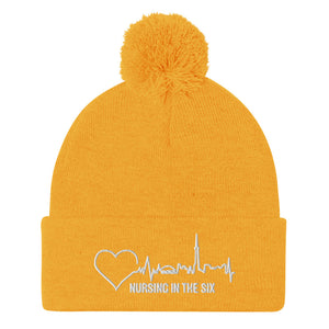 Nursing In The Six - Toronto Skyline/Nursing In The Six - 3D Embroidered Pom-Pom Beanie - (AVAILABLE IN 8 COLOURS)