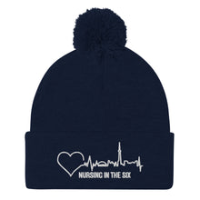 Load image into Gallery viewer, Nursing In The Six - Toronto Skyline/Nursing In The Six - 3D Embroidered Pom-Pom Beanie - (AVAILABLE IN 8 COLOURS)

