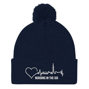 Nursing In The Six - Toronto Skyline/Nursing In The Six - 3D Embroidered Pom-Pom Beanie - (AVAILABLE IN 8 COLOURS)
