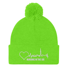Load image into Gallery viewer, Nursing In The Six - Toronto Skyline/Nursing In The Six - 3D Embroidered Pom-Pom Beanie - (AVAILABLE IN 8 COLOURS)
