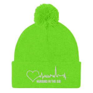 Nursing In The Six - Toronto Skyline/Nursing In The Six - 3D Embroidered Pom-Pom Beanie - (AVAILABLE IN 8 COLOURS)