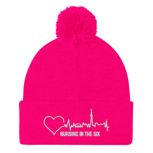 Nursing In The Six - Toronto Skyline/Nursing In The Six - 3D Embroidered Pom-Pom Beanie - (AVAILABLE IN 8 COLOURS)