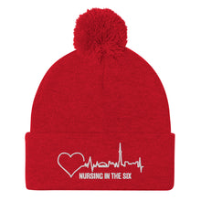 Load image into Gallery viewer, Nursing In The Six - Toronto Skyline/Nursing In The Six - 3D Embroidered Pom-Pom Beanie - (AVAILABLE IN 8 COLOURS)
