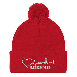 Nursing In The Six - Toronto Skyline/Nursing In The Six - 3D Embroidered Pom-Pom Beanie - (AVAILABLE IN 8 COLOURS)