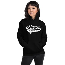 Load image into Gallery viewer, Nursing in the Six - &#39;Varsity&#39; Nurse - Toronto - Unisex - Hoodie - Black
