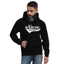 Load image into Gallery viewer, Nursing in the Six - &#39;Varsity&#39; Nurse - Toronto - Unisex - Hoodie - Black
