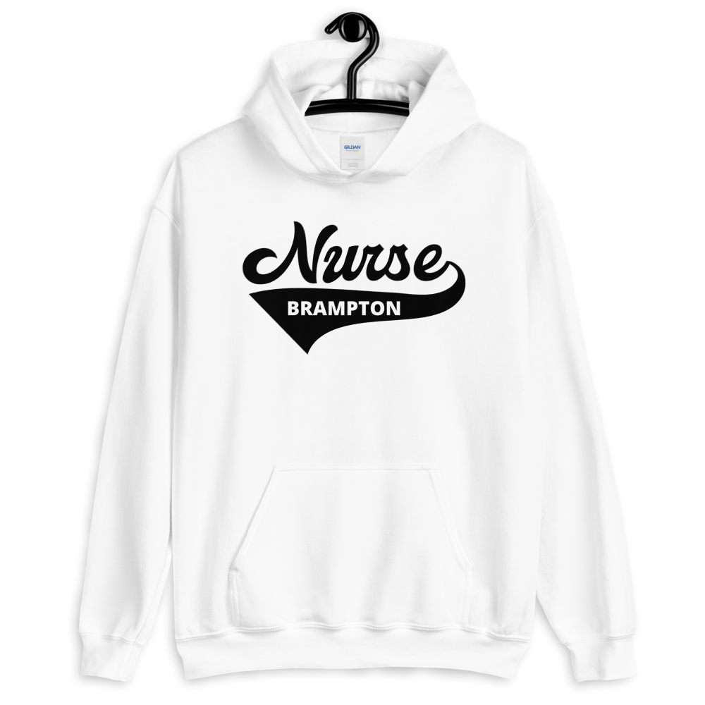 Nursing in the Six - 'Varsity' Nurse - Brampton - Unisex - Hoodie - WHITE