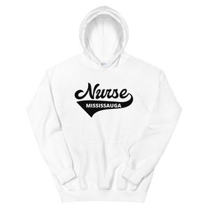 Nursing in the Six - 'Varsity' Nurse - Mississauga - Unisex - Hoodie - WHITE