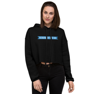 Nursing in the Six - 'SIX' STAR BANNER - Nurse - Crop Top Hoodie - BLACK