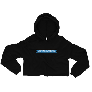Nursing in the Six - 'SIX' STAR BANNER - Nurse - Crop Top Hoodie - BLACK