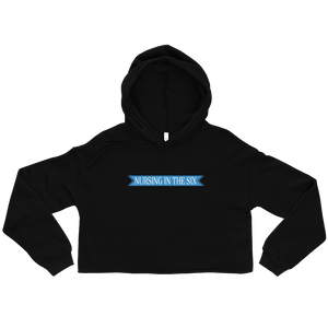 Nursing in the Six - 'SIX' STAR BANNER - Nurse - Crop Top Hoodie - BLACK