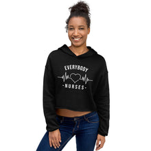 Load image into Gallery viewer, Nursing in the Six - EVERYBODY &#39;LOVES&#39; NURSE - Crop Top Hoodie - BLACK
