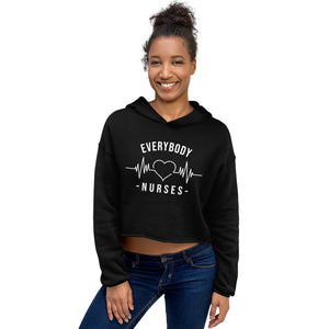 Nursing in the Six - EVERYBODY 'LOVES' NURSE - Crop Top Hoodie - BLACK