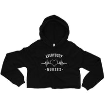 Load image into Gallery viewer, Nursing in the Six - EVERYBODY &#39;LOVES&#39; NURSE - Crop Top Hoodie - BLACK
